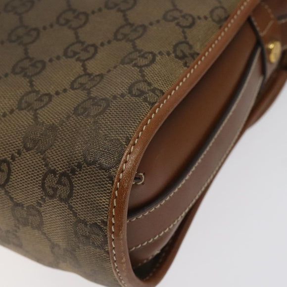 GUCCI GG Canvas Shoulder Bag Brown Gold Auth BA1547