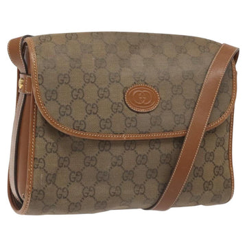 GUCCI GG Canvas Shoulder Bag Brown Gold Auth BA1547