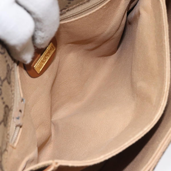 GUCCI GG Canvas Shoulder Bag Brown Gold Auth BA1547