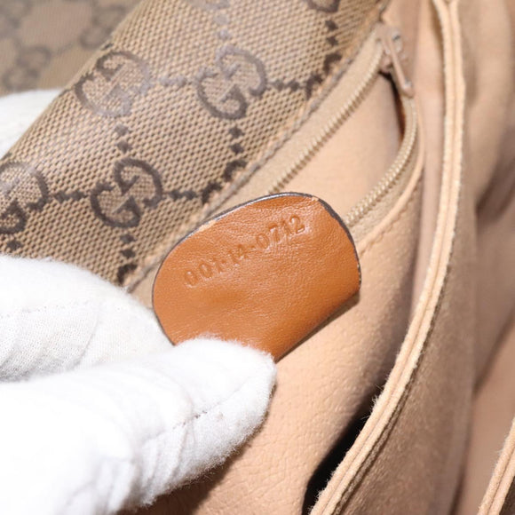 GUCCI GG Canvas Shoulder Bag Brown Gold Auth BA1547