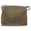 GUCCI GG Canvas Shoulder Bag Brown Gold Auth BA1547-2
