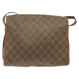 GUCCI GG Canvas Shoulder Bag Brown Gold Auth BA1547 - 0