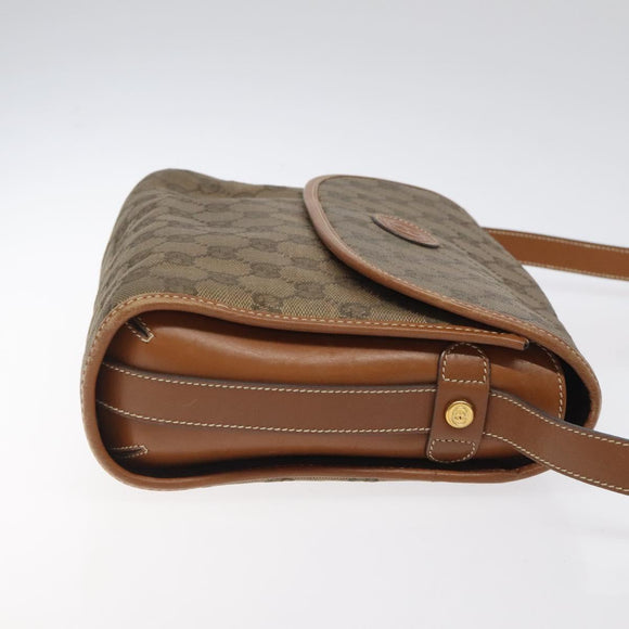 GUCCI GG Canvas Shoulder Bag Brown Gold Auth BA1547