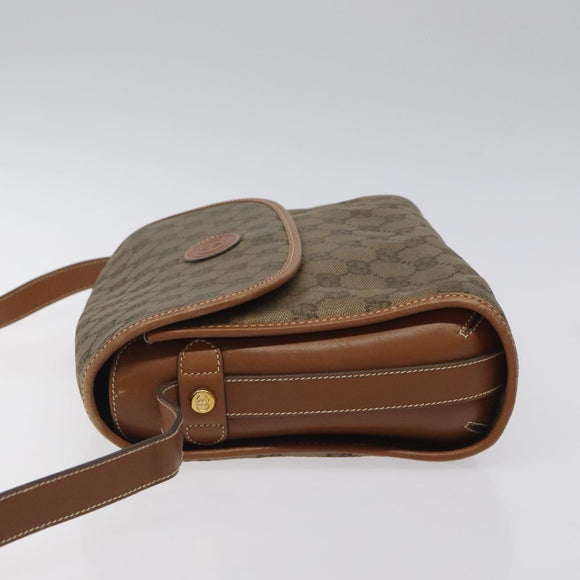 GUCCI GG Canvas Shoulder Bag Brown Gold Auth BA1547