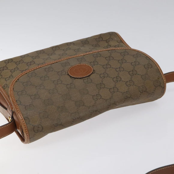 GUCCI GG Canvas Shoulder Bag Brown Gold Auth BA1547
