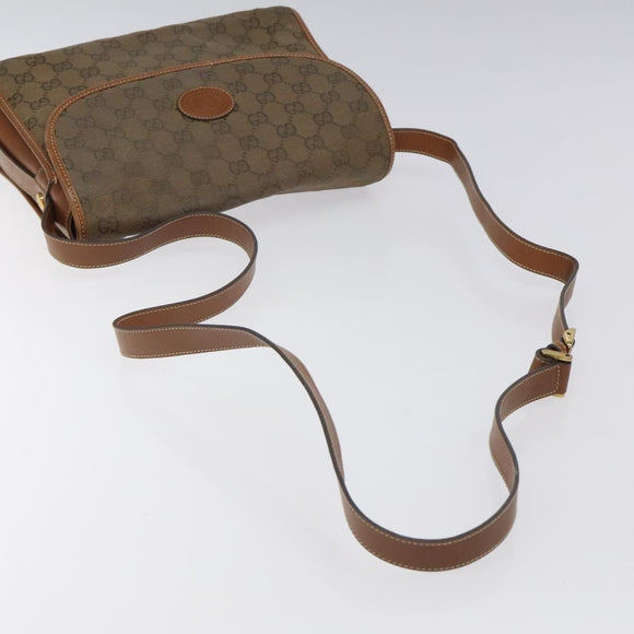 GUCCI GG Canvas Shoulder Bag Brown Gold Auth BA1547