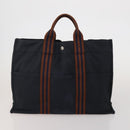 HERMES Fourre Tout Hand Bag Cotton 3 Set Navy Gray Auth BA15471-10