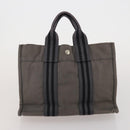 HERMES Fourre Tout Hand Bag Cotton 3 Set Navy Gray Auth BA15471-17