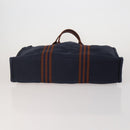 HERMES Fourre Tout Hand Bag Cotton 3 Set Navy Gray Auth BA15471-7