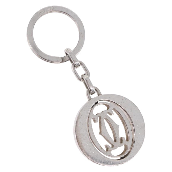 CARTIER Must Line Double C Decor Key Holder Silver Auth BA15473A