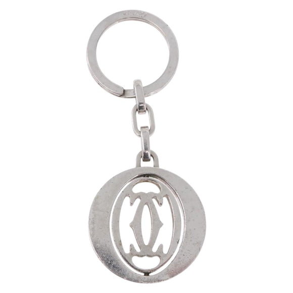 CARTIER Must Line Double C Decor Key Holder Silver Auth BA15473A