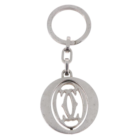 CARTIER Must Line Double C Decor Key Holder Silver Auth BA15473A