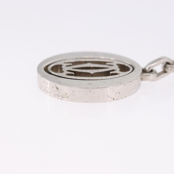CARTIER Must Line Double C Decor Key Holder Silver Auth BA15473A