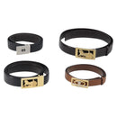 CELINE Belt Leather 5 Set Brown Gold Tone Silver Auth BA15477-1