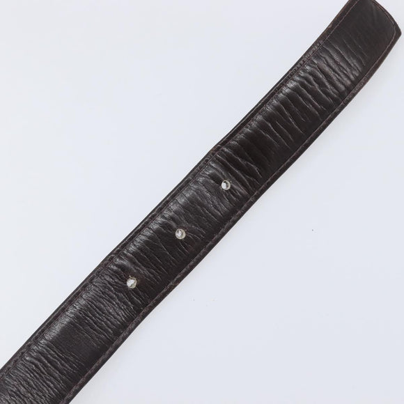 CELINE Belt Leather 5 Set Brown Gold Tone Silver Auth BA15477