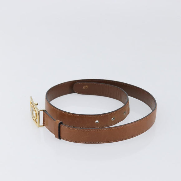 CELINE Belt Leather 5 Set Brown Gold Tone Silver Auth BA15477