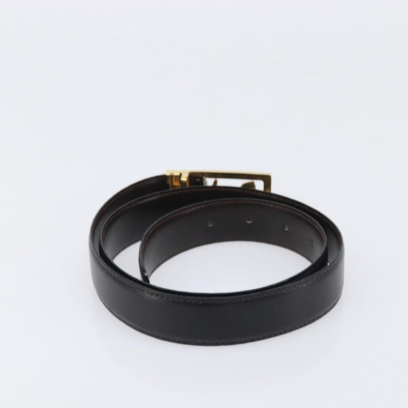 CELINE Belt Leather 5 Set Brown Gold Tone Silver Auth BA15477