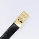 CELINE Belt Leather 5 Set Brown Gold Tone Silver Auth BA15477-21