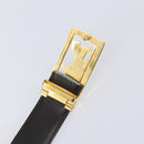 CELINE Belt Leather 5 Set Brown Gold Tone Silver Auth BA15477-23