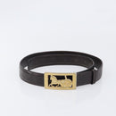 CELINE Belt Leather 5 Set Brown Gold Tone Silver Auth BA15477-7