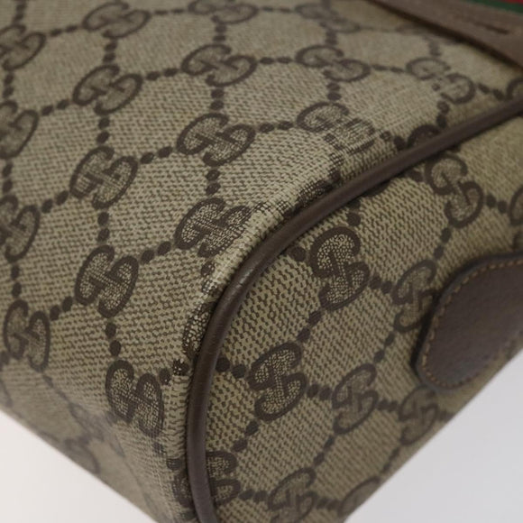 GUCCI GG Supreme Web Sherry Line Bag PVC Beige Gold 72 02 088 Auth BA1548