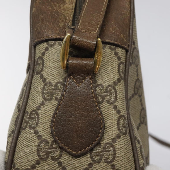 GUCCI GG Supreme Web Sherry Line Bag PVC Beige Gold 72 02 088 Auth BA1548