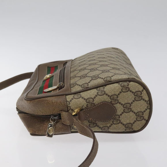 GUCCI GG Supreme Web Sherry Line Bag PVC Beige Gold 72 02 088 Auth BA1548