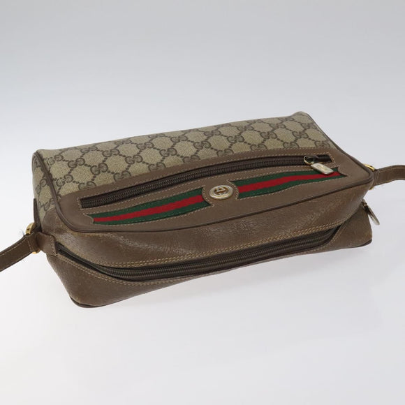 GUCCI GG Supreme Web Sherry Line Bag PVC Beige Gold 72 02 088 Auth BA1548