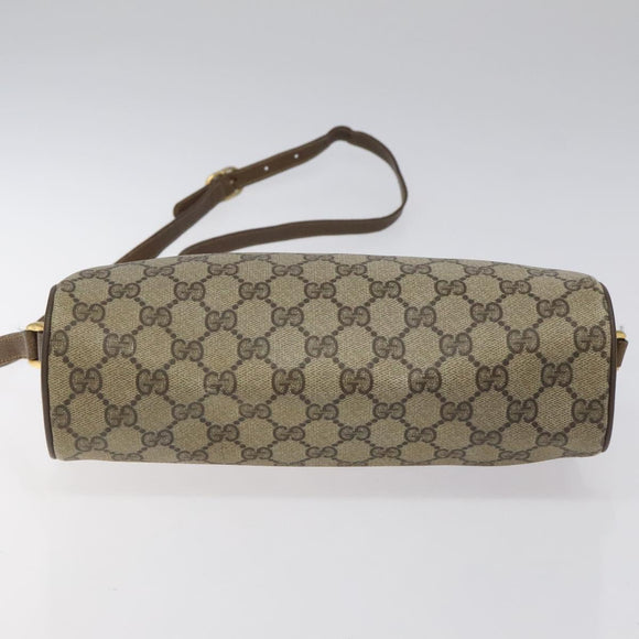 GUCCI GG Supreme Web Sherry Line Bag PVC Beige Gold 72 02 088 Auth BA1548