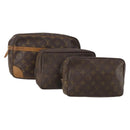 LOUIS VUITTON Monogram Clutch Bag 3 Set LV Auth BA15484-1