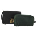 LOUIS VUITTON Epi Taiga Clutch Bag 2 Set Black Green LV Auth BA15485-1