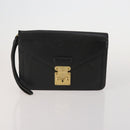 LOUIS VUITTON Epi Taiga Clutch Bag 2 Set Black Green LV Auth BA15485-2