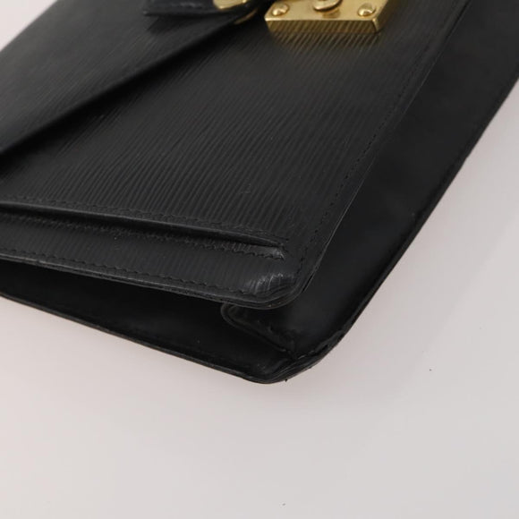 LOUIS VUITTON Epi Taiga Clutch Bag 2 Set Black Green LV Auth BA15485