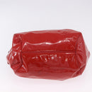 Salvatore Ferragamo Gancini Hand Bag patent Red Silver Auth BA15486-7