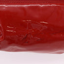 Salvatore Ferragamo Gancini Hand Bag patent Red Silver Auth BA15486-8