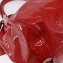 Salvatore Ferragamo Gancini Hand Bag patent Red Silver Auth BA15486-15