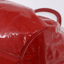 Salvatore Ferragamo Gancini Hand Bag patent Red Silver Auth BA15486-16