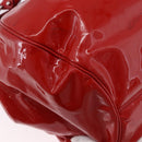 Salvatore Ferragamo Gancini Hand Bag patent Red Silver Auth BA15486-17