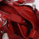 Salvatore Ferragamo Gancini Hand Bag patent Red Silver Auth BA15486-19