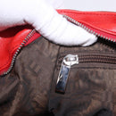 Salvatore Ferragamo Gancini Hand Bag patent Red Silver Auth BA15486-24