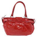 Salvatore Ferragamo Gancini Hand Bag patent Red Silver Auth BA15486-2
