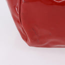 Salvatore Ferragamo Gancini Hand Bag patent Red Silver Auth BA15486-3