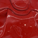 Salvatore Ferragamo Gancini Hand Bag patent Red Silver Auth BA15486-4