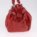 Salvatore Ferragamo Gancini Hand Bag patent Red Silver Auth BA15486-5