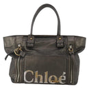 Chloe Tote Bag Leather Gray Gold Tone Auth BA15487-13