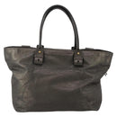 Chloe Tote Bag Leather Gray Gold Tone Auth BA15487-2