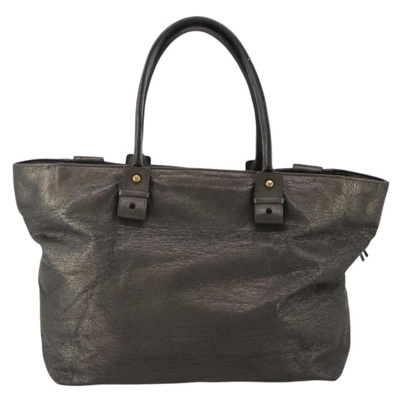 Chloe Tote Bag Leather Gray Gold Tone Auth BA15487