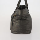 Chloe Tote Bag Leather Gray Gold Tone Auth BA15487-3