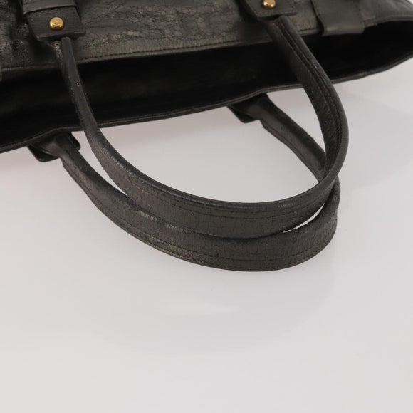Chloe Tote Bag Leather Gray Gold Tone Auth BA15487