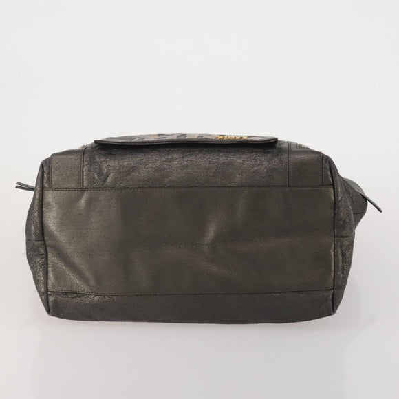 Chloe Tote Bag Leather Gray Gold Tone Auth BA15487